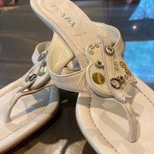 Brand New White Prada Sandals. Size 38 1/2.